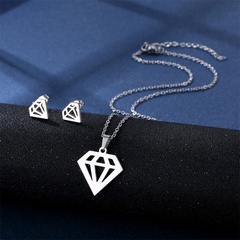 fashion  diamond shape stainless steel necklace earrings set