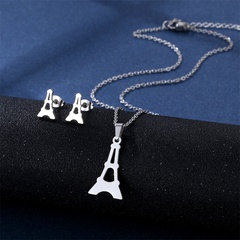 fashion Paris Eiffel Tower stainless steel necklace earrings