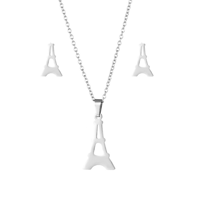 Bijoux Fantaisie Parures Bijoux | Mode Paris Tour Eiffel Collier Boucles D39oreilles En Acier Inoxydable - LM50994