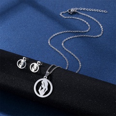 Fashion Stainless Steel Religious Virgin Mary Necklace Earrings