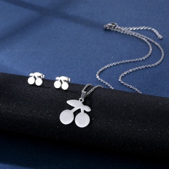 fashion stainless steel cherry necklace earrings set