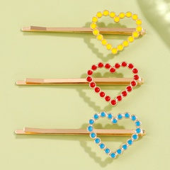 3-piece fashion creative cute three-color crystal love hairpin set