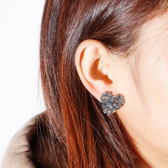 No pierced earrings female Korean silver needle deep sea blue cold wind earrings love earrings fine flashing temperament earrings