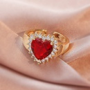 Hong Kong flavor retro personality big red peach heart ring temperament elegant diamond highend ring femalepicture4
