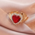 Hong Kong flavor retro personality big red peach heart ring temperament elegant diamond highend ring femalepicture7