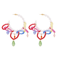 Boucles doreilles à tige en alliage de bohème créatives en cristal de nouvelle perle à la mode simple