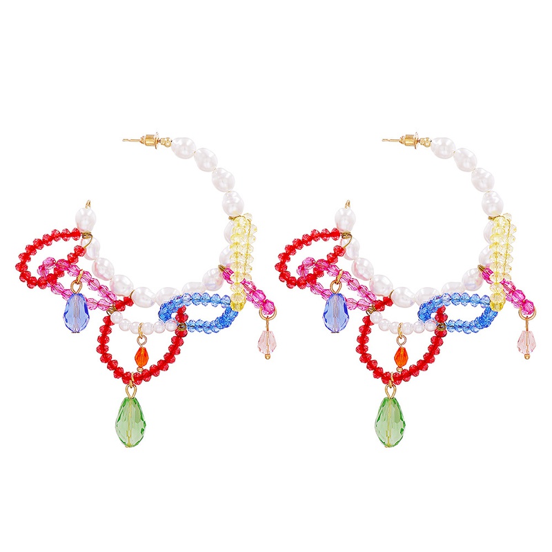 New Pearl Crystal Creative Bohemian Alloy Stud Earrings Simple Fashion