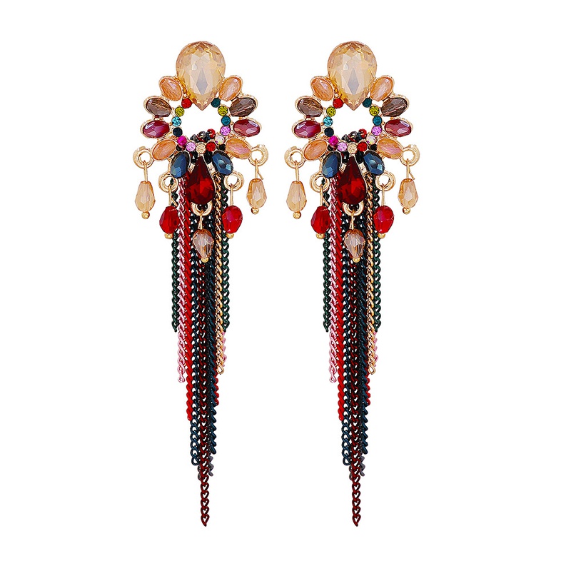 Fashion geometric creative tassel bohemian alloy earrings