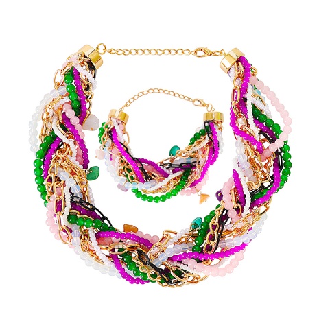 Nouveau collier bracelet en perles de couleur contrastante bohème's discount tags