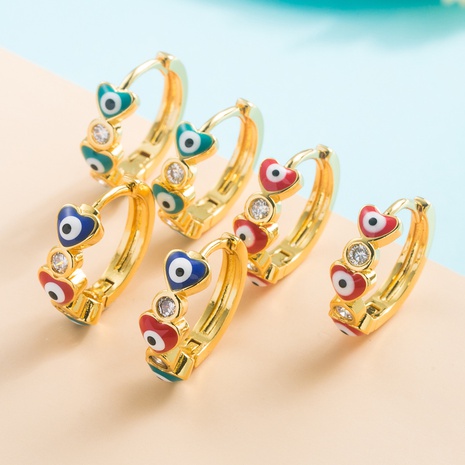 fashion copper gold-plated micro-set zircon drip oil colorful devil's eye earrings's discount tags