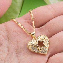 simple heart mama pendant copper 18K gold plated hollow necklace