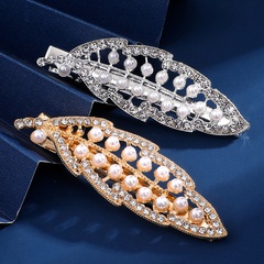 2022 new leaf hairpin bangs clip rhinestone fashion pearl edge clip hair accessories 2-piece set