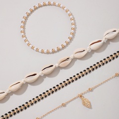 European and American cross-border bohemian anklet ocean shell crushed stone rice bead anklet