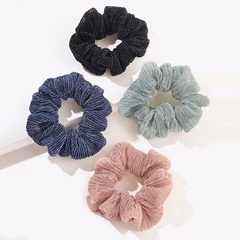 retro pleated head rope simple solid color hair accessories