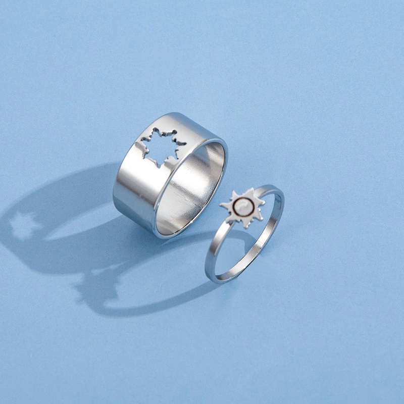 Fashion simple sun hollow couple alloy ring 2piece set