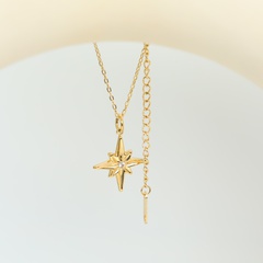 simple stainless steel 18k gold-plated eight-pointed star pendant inlaid zircon necklace