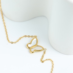 nuevo collar de concha con colgante de mariposa chapado en oro de 18 quilates de acero inoxidable