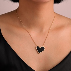 simple black heart titanium steel gold-plated snake bone chain necklace