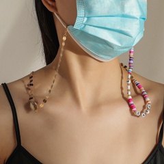 fashion simple soft pottery beaded letters mask chain glasses chain