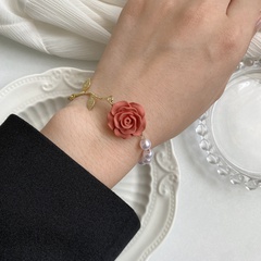 Retro Rose Flower Pearl Beaded Bracelet
