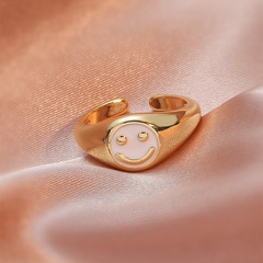 Fashion Simple Women's Brass Gold Plated Drip Oil Smiley New Ring Ring