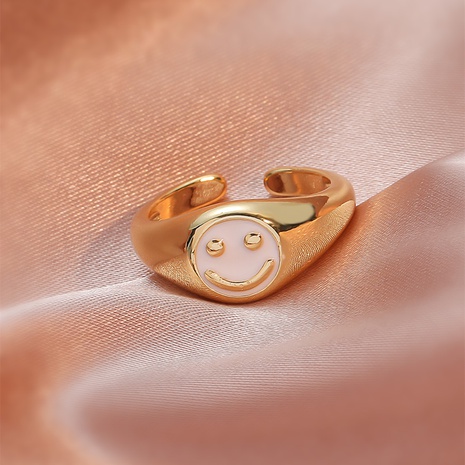 Vergoldeter Tropfenöl-Smiley-Ring aus Messing der Mode-einfachen Frauen's discount tags