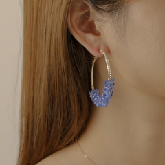 Fashion rhinestone circle transparent resin beaded geometric metal earrings