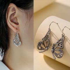 Fashion retro hollow butterfly insect alloy earrings