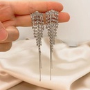Silver Needle French Rhinestone Earrings Female Claw Chain Crystal Tassel Long Personality Stud Earringspicture10