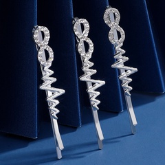 Korean version of simple and fashionable silver rhinestone clip 3-piece set