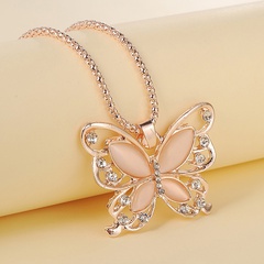 Modeschmuck Strass Opal Schmetterling Halskette