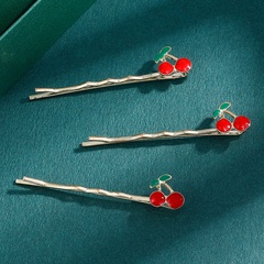 3-piece set of simple Japanese and Korean hair clip set simple temperament sweet cherry girl one word clip