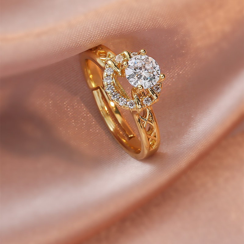 European and American classic fashion wedding ring vintage diamond zircon hollow round ring