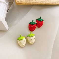Niche design sense dripping strawberry earrings Japanese 925 silver needle wild ins girl fruit net red earrings earrings