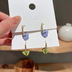 Korean temperament net red ins wind blue purple love earrings female summer 2022 new trendy earrings metal earrings