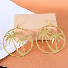 Personality exaggerated big circle coconut tree earrings leaves hollow street shooting earrings