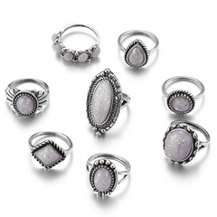 Vintage Resin Opal Ring Set of 8