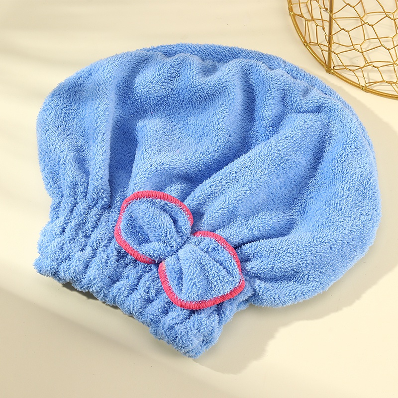 Coral fleece dry hair cap absorbent and easy to dry bow shower cap thickened princess hat wipe head towel
