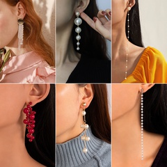 European and American cross jewelry fashion popular pearl pendant earrings ins wind pearl earrings