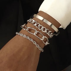 Set of stylish trendy chain cuban bracelets