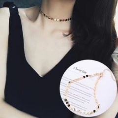 Korean simple temperament personality net red disc sequin necklace women's short collarbone short neck chain with choker necklace