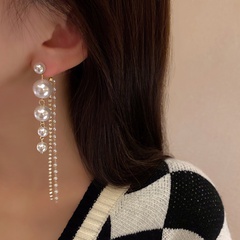 Ultra-long exaggerated pearl air flow Su earrings women's 2022 new trendy earrings high-quality net red light luxury earrings
