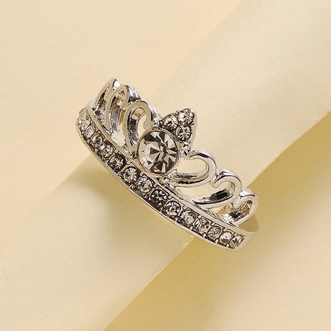 Fashion Jewelry Simple Rhinestone Hollow Crown Ring's discount tags