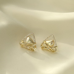 fashion multi-layer triangle full diamond pearl stud earrings