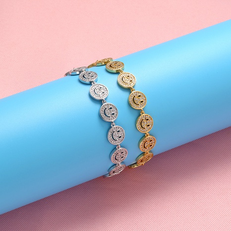 Smiley-Gesicht Mode Kupfer Zirkon verstellbare Schweifkette Armband's discount tags