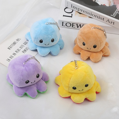 Fashion flip octopus plush double-sided toy keychain bag pendant's discount tags