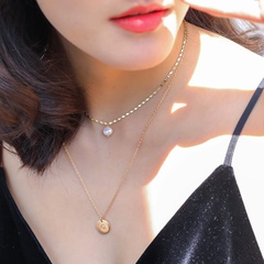 Mehrschichtige mehrschichtige Halskette aus mehrschichtigen Naturperlen für Damen aus Gold
