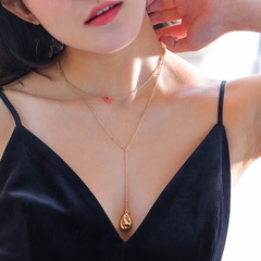 fashion multi-layer necklace retro natural stone Y-chain clavicle chain
