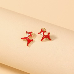fashion red Christmas deer simple alloy stud earrings wholesale