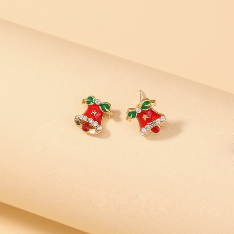 fashion diamond-studded bells pin small cute alloy earrings wholesale's discount tags